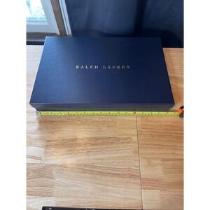 Ralph Lauren Navy Blue Gold Embossed Large‎ Gift Storage Box 17x11.5x2.5